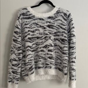 Mudd Black and White Fuzzy Zebra Sweater